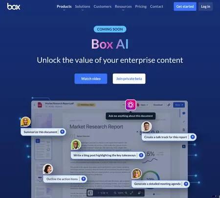 Screenshot of the site of Box AI