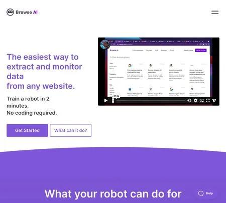 Screenshot of the site of Browse AI