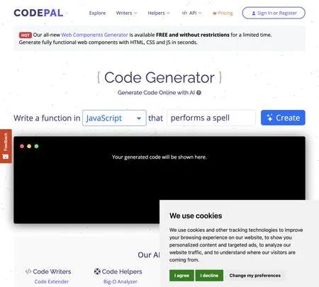 Screenshot of the site of CodePal