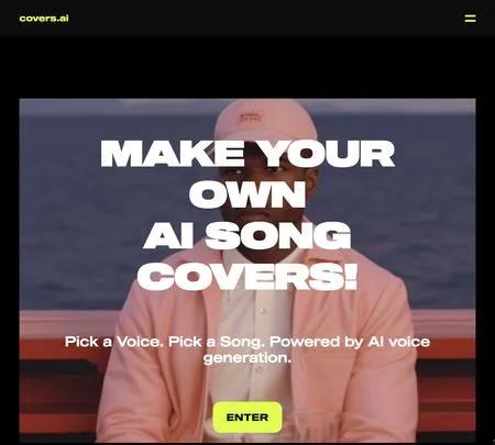 Screenshot of the site of Covers AI