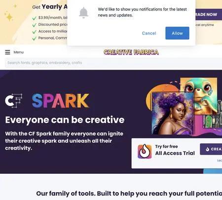Screenshot of the site of Spark Writer