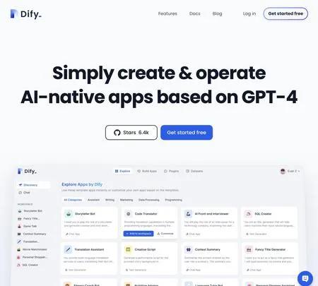 Screenshot of the site of Dify