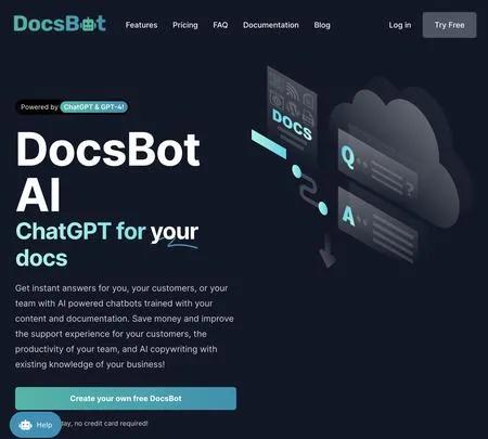 Screenshot of the site of DocsBot