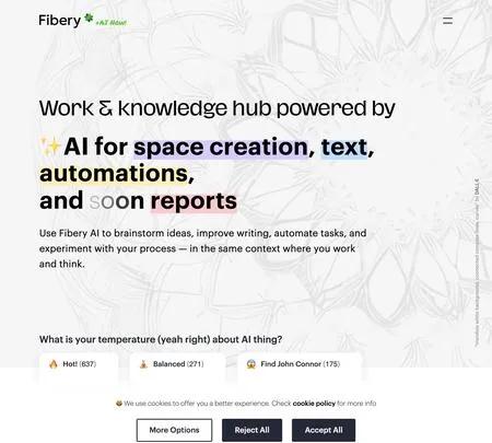 Screenshot of the site of Fibery AI