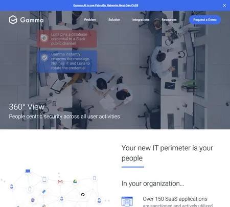 Screenshot of the site of Gamma AI