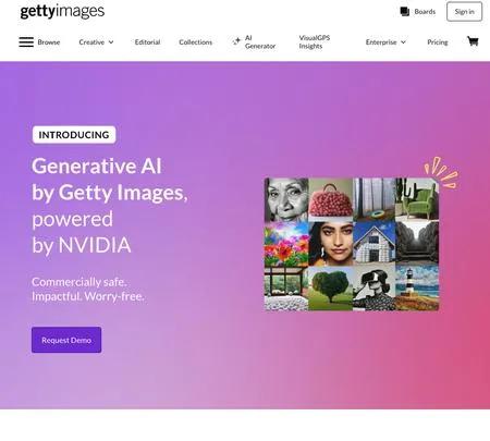 Screenshot of the site of Getty images