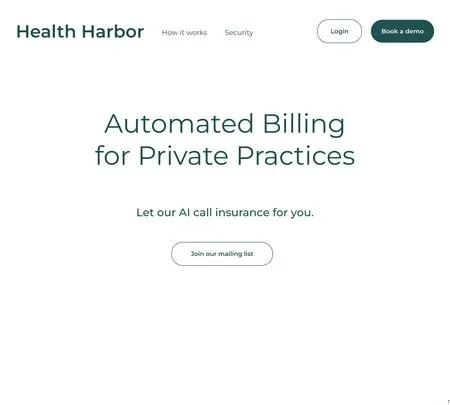 Screenshot of the site of Health Harbor