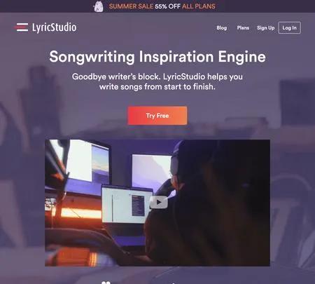 Screenshot of the site of LyricStudio