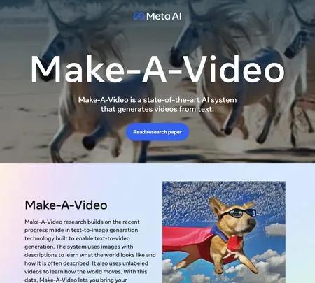 Screenshot of the site of Make-A-Video
