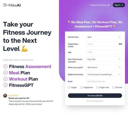 Screenshot of the site of AI Meal Planner
