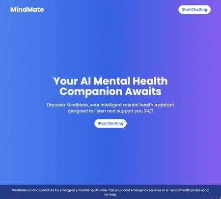 Screenshot of the site of MindMate