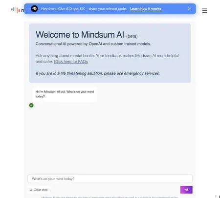 Screenshot of the site of Mindsum