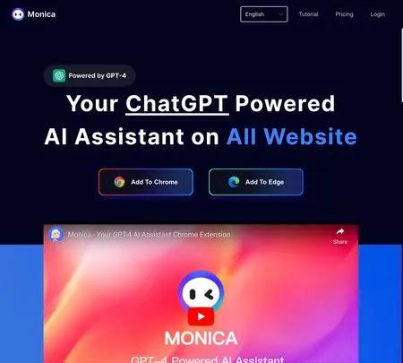 Screenshot of the site of Monica