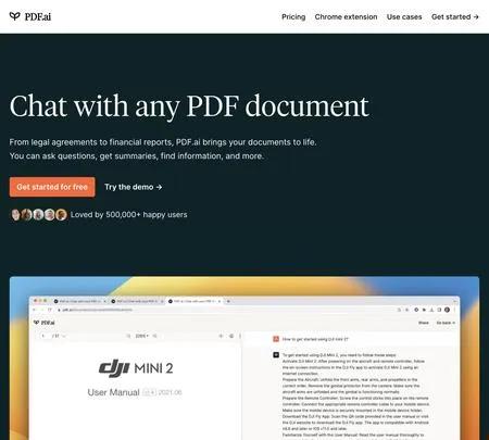 Screenshot of the site of PDF.AI