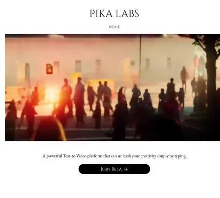 Screenshot of the site of Pika Labs