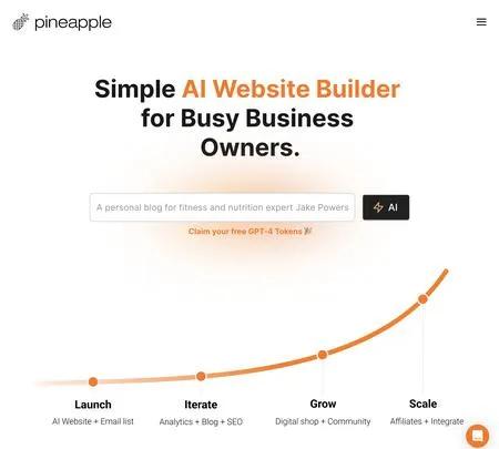 Screenshot of the site of Pineapple Builder