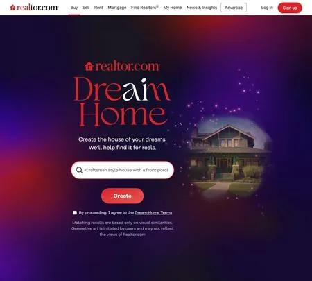 Screenshot of the site of realtor.com Dream Home
