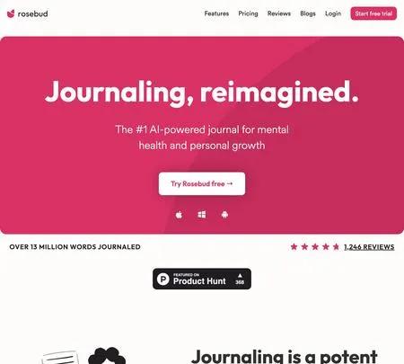 Screenshot of the site of Rosebud Journal