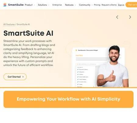 Screenshot of the site of SmartSuite AI