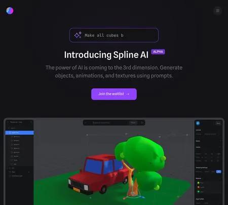Screenshot of the site of Spline AI