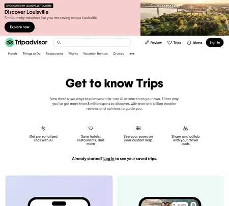 Screenshot of the site of Trips