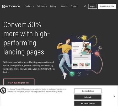Screenshot of the site of Unbounce
