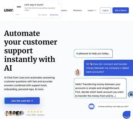 Screenshot of the site of User.com AI Chat