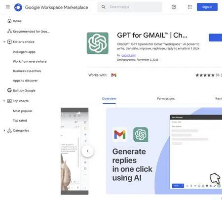 Screenshot of the site of GmailGPT